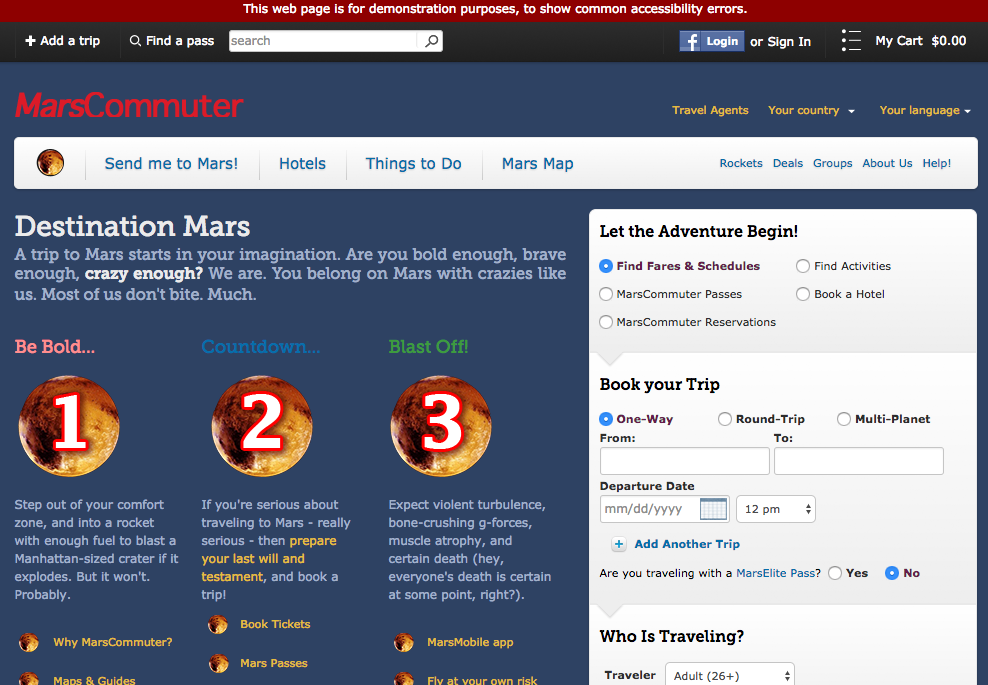 Deque University Mars Commuter webpage